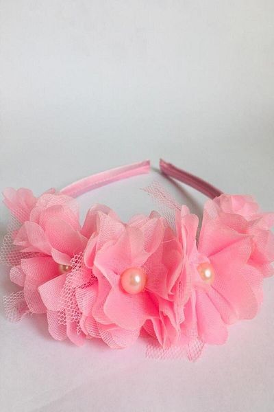 Hobigram Pink Chiffon Floral Satin Overlay Wedding Wedding Engagement Bridal and Girl's Crown for the Most Beautiful Brides – Ta