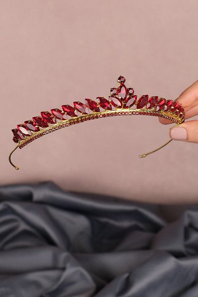 Hobigram Coroana de mireasa Henna cu piatra Mekik pentru cei mai frumoși mireși – Coroană, piatră de cristal, model elegant, coroană de mireasă – T
