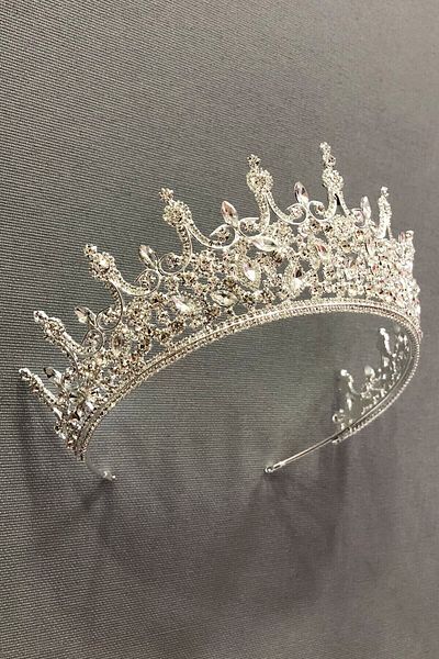 Hobigram Toc de metal cu cristal de culoare argintie pentru cele mai frumoase mirese – Coroană, cu piatră de cristal, model elegant – Coroană