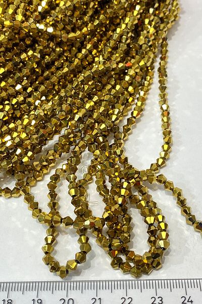 Hobigram Beads Assortment Gold Plated Pyramid String Crystal Beads 4 mm – Beads, Stylish Design, Women's Accessory