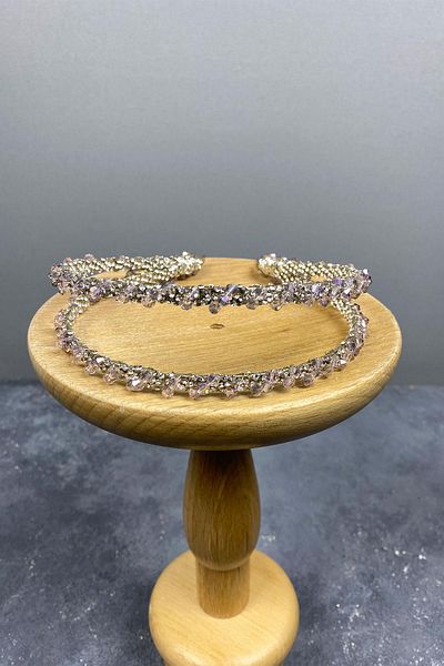 Hobigram Dusty Rose Design pentru cele mai frumoase mirese, cu mărgele, lucrate manual, coroană de mireasă cu două rânduri Dalya – Tiara – Tiara