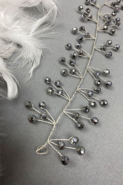 Hobigram Bridal Accessory Silver Color Vella Beaded Bridal Crown Hair Accessory – Bridal Accessory, Stylish Design