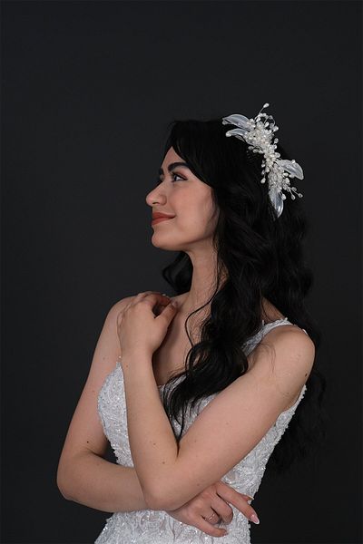 Hobigram Bridal Accessory Cream Mira Leaf Motif Comb Buckle Bridal Hair Accessory – Bridal Accessory – Bridal a
