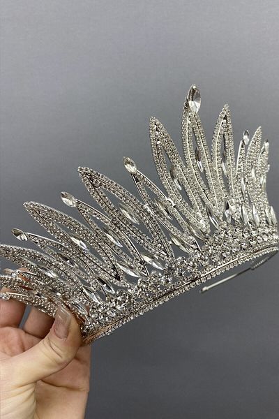 Hobigram Bridal Accessory Dived High Shuttle Stone Bridal Crown – Bridal Accessory, Stylish Design, Women's Accessory