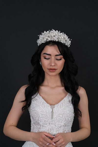 Hobigram Hair Accessory White Beren Enamel Intensely Crafted Bridal Henna Crown – Other Hair Accessories – Other S