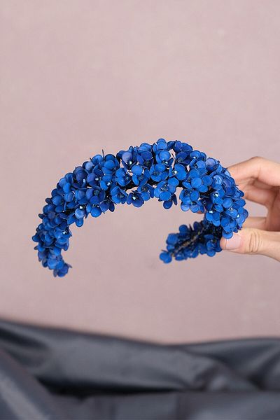 Hobigram Bridal Accessory Saks Blue Enamel Flower Motif Fairy Bridal Henna Crown – Bridal Accessory, Stylish Design –