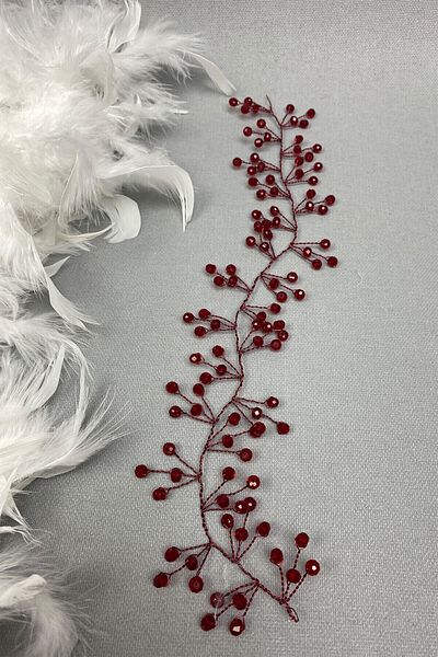 Hobigram Hair Accessory Burgundy Vella Beaded Bridal Tiara Hair Accessory – Other Hair Accessories, Stylish Design –