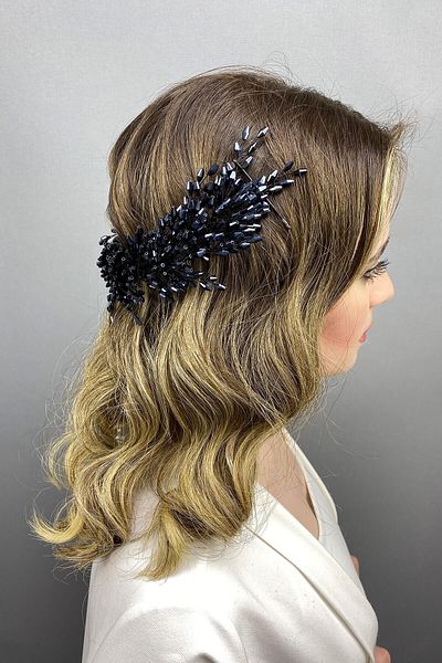 Hobigram Bridal Accessory Navy Blue Arya Branch Motif Crystal Bridal Hair Accessory – Bridal Accessory – Bridal a