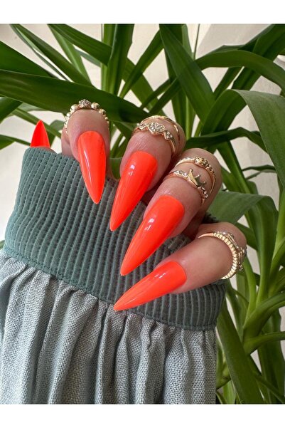 SYBELLE KOZMETİK 100 Adet Turuncu Stiletto Takma Tırnak