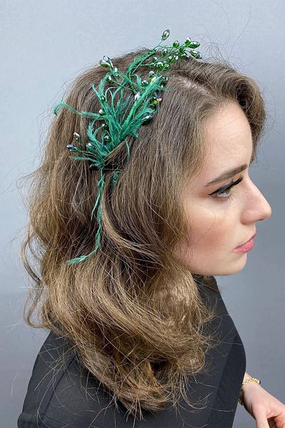 Hobigram Hair Accessory Ozly Feathered Crystal Bridal Hair and Turban Accessory – Other Hair Accessories – Other S