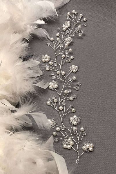 Hobigram Bridal Accessory Cream Pearl and Crystal Hair Accessory – Bridal Accessory, Stylish Design, Women's Accessory