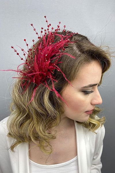 Hobigram Hair Accessory Burgundy Ala Leaf Model Bridal Henna Crown – Other Hair Accessories, Stylish Design – Other