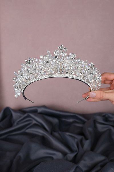 Hobigram Bridal Accessory Akbahar Crystal Beaded Bridal Henna Crown – Bridal Accessory, Stylish Design – Bridal Aks