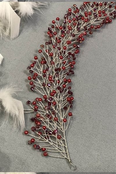 Hobigram Bridal Accessory Red Cemre Crystal Hair and Turban Accessory – Bridal Accessory, Stylish Design – Geli