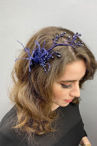 Hobigram Hair Accessory Ozly Feathered Crystal Bridal Hair and Turban Accessory – Other Hair Accessories – Other S