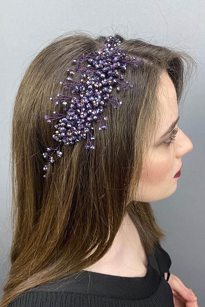 Hobigram Purple Deren Bridal Crown and Hair Accessory - Bridal Accessory
