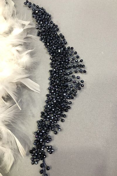 Hobigram Bridal Accessory Navy Blue Belen Crystal Hair and Turban Accessory – Bridal Accessory, Stylish Design – Gel