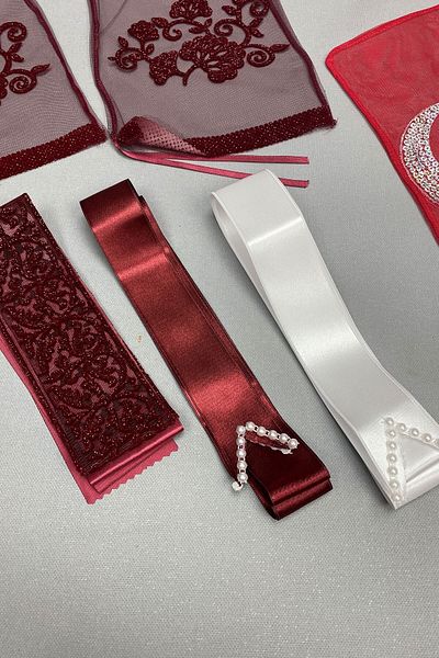 Hobigram Bridal Accessory Glittery Bridal Face Cover and Moon Star Groom Cover Jewelry Ribbon – Bridal Accessory
