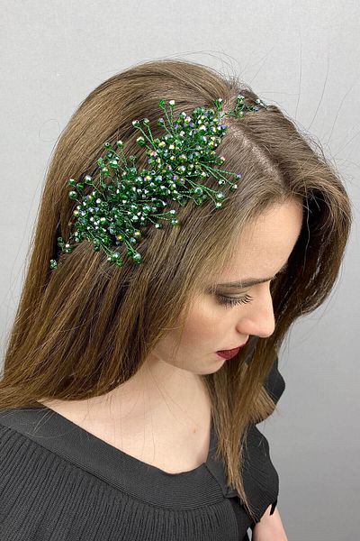 Hobigram Bridal Accessory Green Deren Bridal Tiara and Hair Accessory – Bridal Accessory, Stylish Design