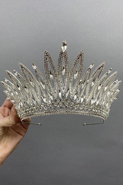 Hobigram Bridal Accessory Dived High Shuttle Stone Bridal Crown – Bridal Accessory, Stylish Design, Women's Accessory