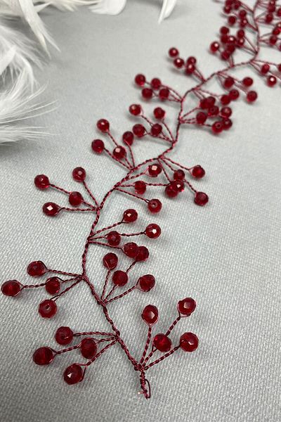 Hobigram Bridal Accessory Burgundy Vella Beaded Bridal Crown Hair Accessory – Bridal Accessory, Stylish Design – Geli