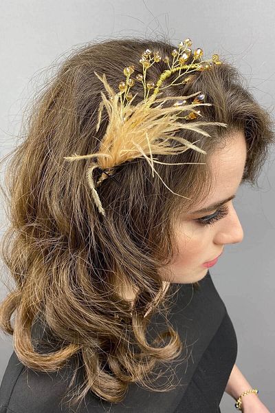 Hobigram Hair Accessory Ozly Feathered Crystal Bridal Hair and Turban Accessory – Other Hair Accessories – Other S