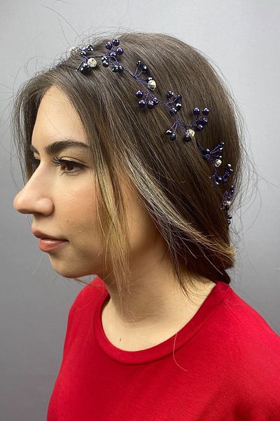 Hobigram Bridal Accessory Navy Blue Arya Spring Branch Bridal Hair Accessory – Bridal Accessory, Stylish Design – Bridal