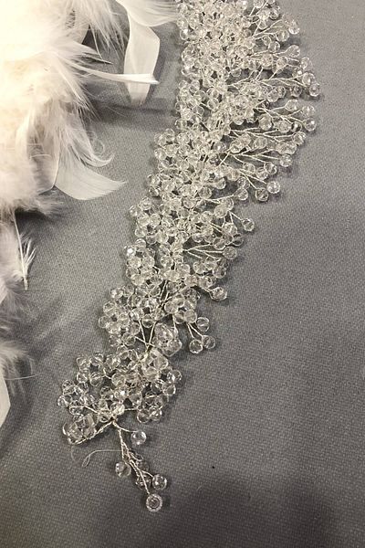 Hobigram Bridal Accessory Transparent Belen Crystal Hair and Turban Accessory – Bridal Accessory, Stylish Design – Bridal
