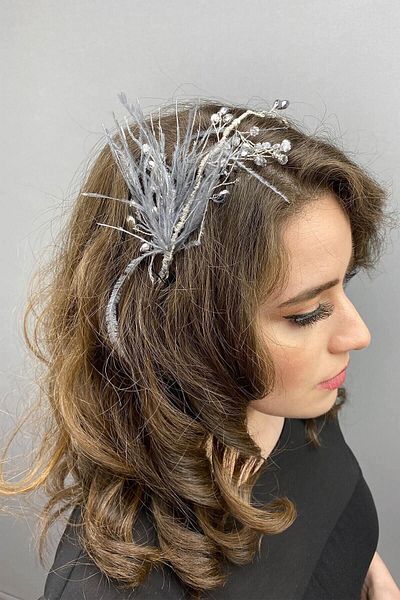 Hobigram Hair Accessory Ozly Feathered Crystal Bridal Hair and Turban Accessory – Other Hair Accessories – Other S