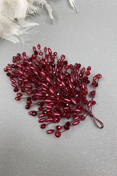 Hobigram Bridal Accessory Burgundy Mila Model Double Sided Hair Accessory – Bridal Accessory, Stylish Design – Bridal