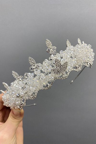 Hobigram Bridal Accessory Crystal Beaded Almond Stone Bridal Crown – Bridal Accessory, Stylish Design – Bridal Accessory