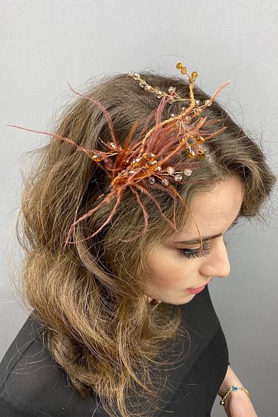Hobigram Hair Accessory Ozly Feathered Crystal Bridal Hair and Turban Accessory – Other Hair Accessories – Other S