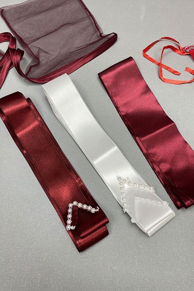 Hobigram Bridal Accessory Piping Bridal Veil Crescent and Star Groom Cover and Jewelry Ribbon Set – Bridal Accessory