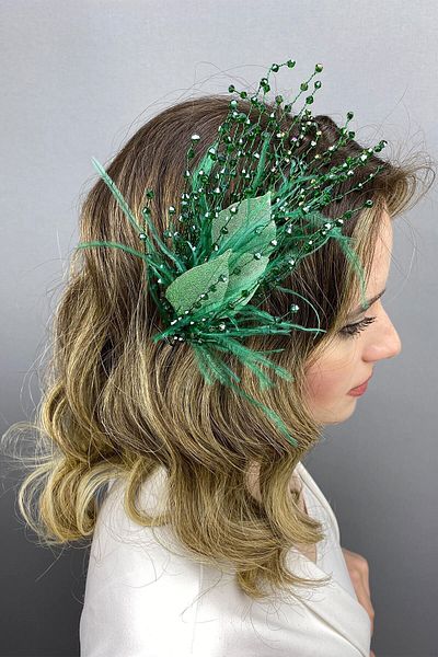 Hobigram Bridal Accessory Green Ala Leaf Model Bridal Henna Crown – Bridal Accessory, Stylish Design – Bridal Accessory