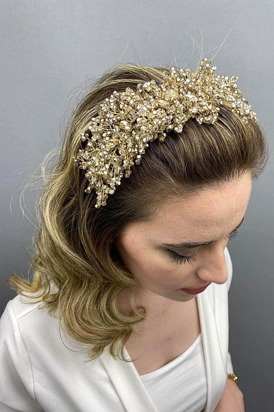 Hobigram Hair Accessory Gold Rose Barbara Model Bridal Henna Crown – Other Hair Accessories, Stylish Design – Other
