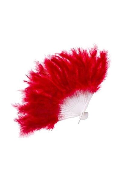 Hobigram Parti Malzemeleri Tüylü Yelpaze Kına Yelpazesi Kırmızı ( 27 Cm * 37 ...