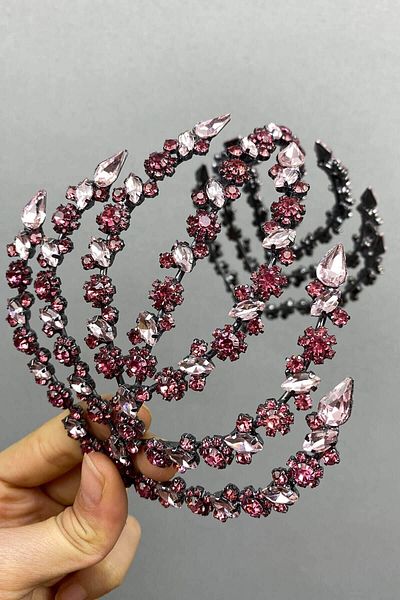 Hobigram Bridal Accessory Pink Double Sided Helen Hair Accessory Bridal Crown – Bridal Accessory, Stylish Design –
