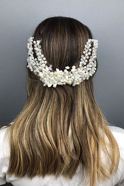 Hobigram Hair Accessory Cream Color Lera Crystal Bridal Crown Hair Accessory – Other Hair Accessories – Other Sa