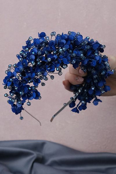 Hobigram إكسسوار العروس Saks Blue Beren Enamel صنع بعناية عالية تاج العروس Henna - إكسسوار العروس - Gelin Ak