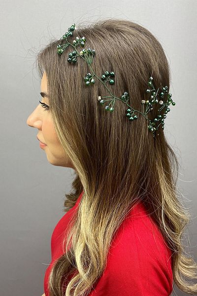 Hobigram Bridal Accessory Green Arya Spring Branch Bridal Hair Accessory – Bridal Accessory, Stylish Design – Bridal Ak