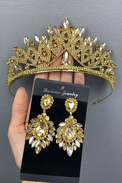 Hobigram Bridal Accessory Lilya Bridal Henna Crown and Earring Set – Bridal Accessory, Stylish Design, Women's Accessory