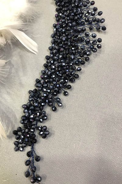 Hobigram Bridal Accessory Navy Blue Belen Crystal Hair and Turban Accessory – Bridal Accessory, Stylish Design – Gel