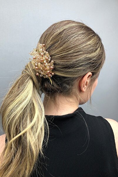 Hobigram Hair Accessory Women's Brown Leaf Pattern Crystal and Pearl Bridal Hair Accessory – Other Hair Accessories