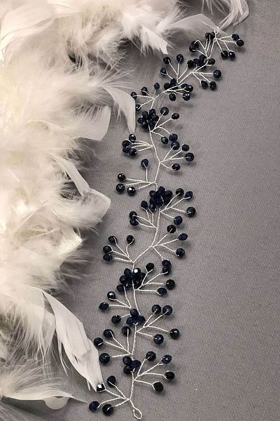 Hobigram Bridal Accessory Navy Blue Crystal Beaded Hair Accessory – Bridal Accessory, Stylish Design – Bridal Accessory