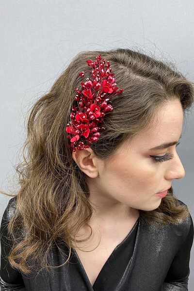 Hobigram Bridal Accessory Burgundy Vega Hair and Turban Accessory – Other Hair Accessories, Stylish Design – Other Sa