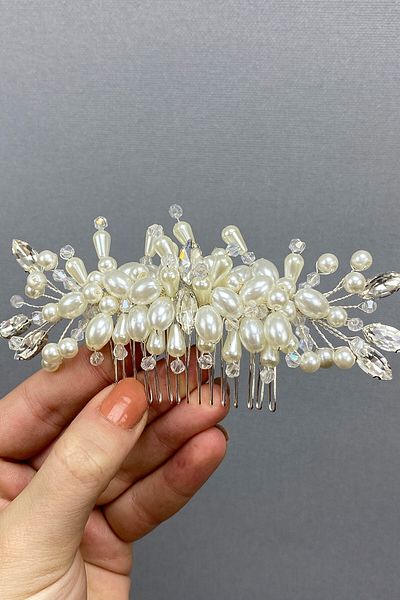 Hobigram Bridal Accessory Beaded Elis Model Scalloped Bridal Hair Accessory – Bridal Accessory, Stylish Design – Ge