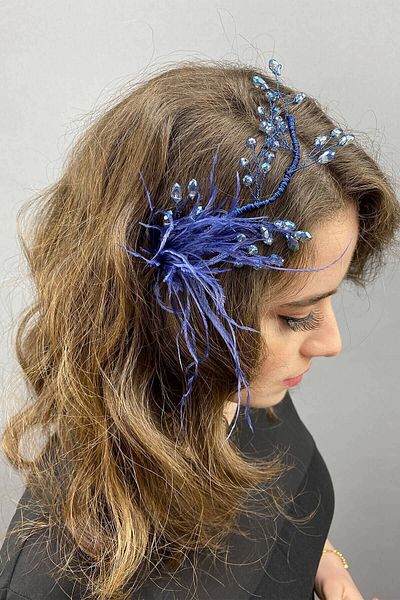 Hobigram Hair Accessory Ozly Feathered Crystal Bridal Hair and Turban Accessory – Other Hair Accessories – Other S