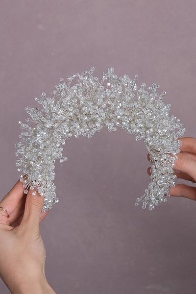 Hobigram Bridal Accessory White Dense Crystal Beaded Bridal Hair Accessory – Bridal Accessory, Stylish Design – g