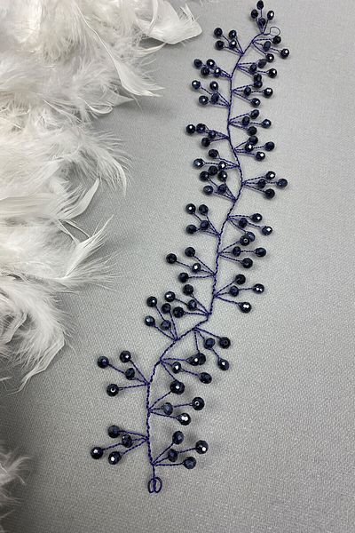 Hobigram Bridal Accessory Navy Blue Vella Beaded Bridal Crown Hair Accessory – Bridal Accessory, Stylish Design – g