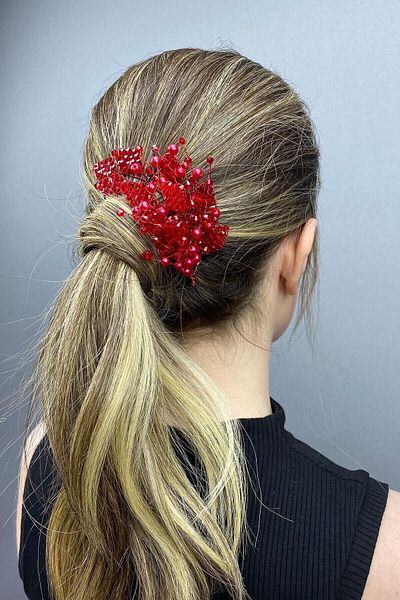 Hobigram Hair Accessory Women's Leaf Pattern Crystal and Pearl Bridal Hair Accessory – Other Hair Accessories – D
